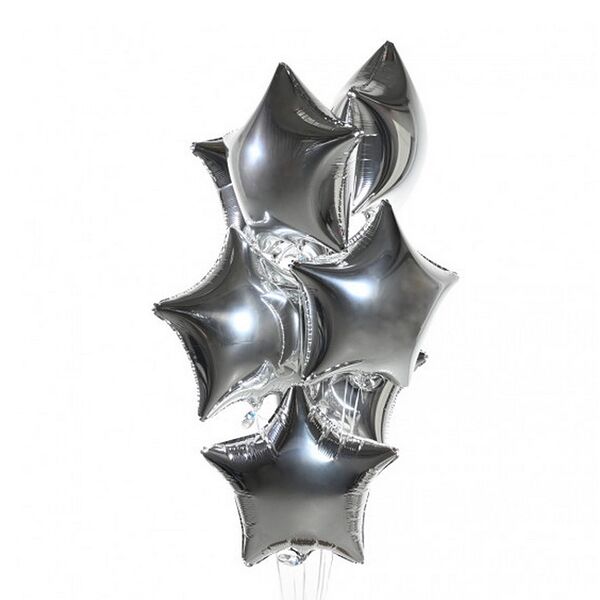 Воздушные шары Звезды (серебро) 7 шт.