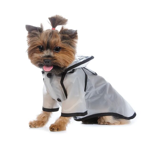 Дождевик с капюшоном для собак S прозрачный (унисекс)