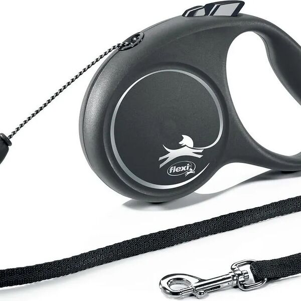 Рулетка для собак Flexi Black Design M трос 5м/20кг, серебряный