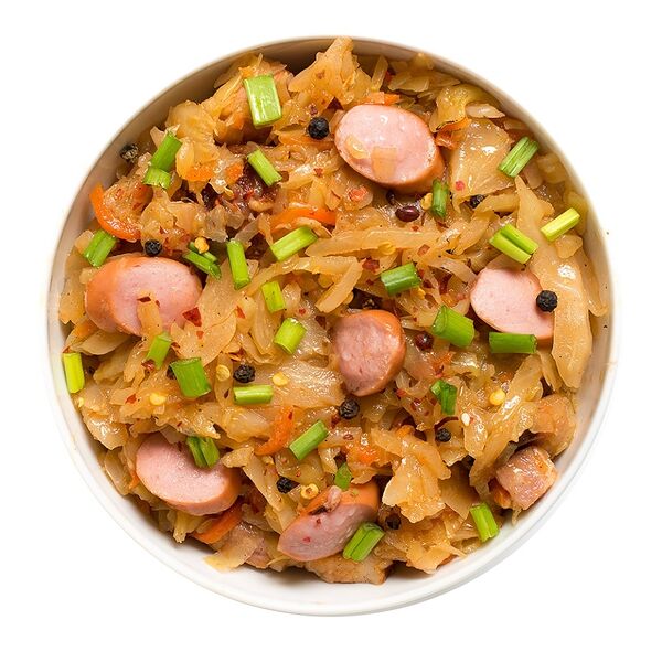 Капуста тушёная с сосисками, «Азбука Вкуса», 220 г, Россия