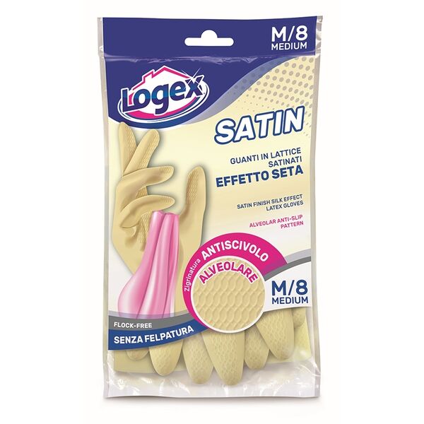 Перчатки хозяйственные Logex Satin размер M, Малайзия