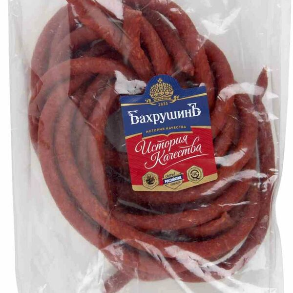 Колбаски сырокопчёные БахрушинЪ Стиксы полусухие