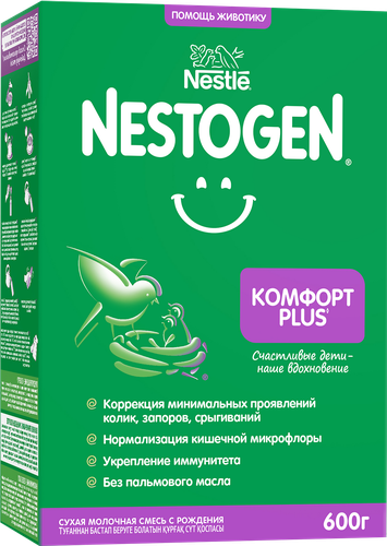 

Сухая молочная смесь Nestogen Комфорт Plus 1 с рождения 600 г