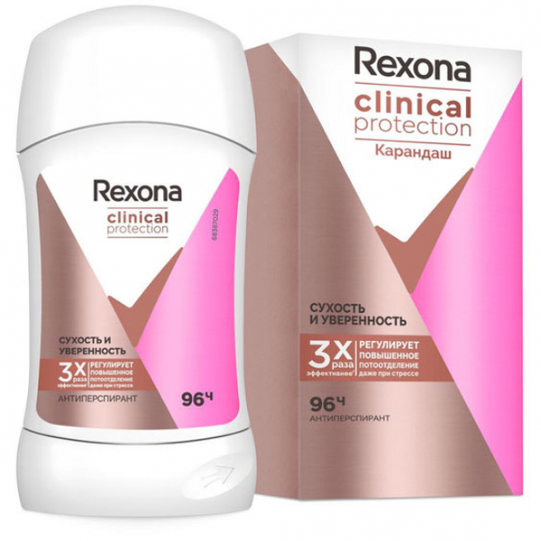 Женский дезодорант-антиперспирант Rexona Clinical Protection Сухость и уверенность, 40 мл