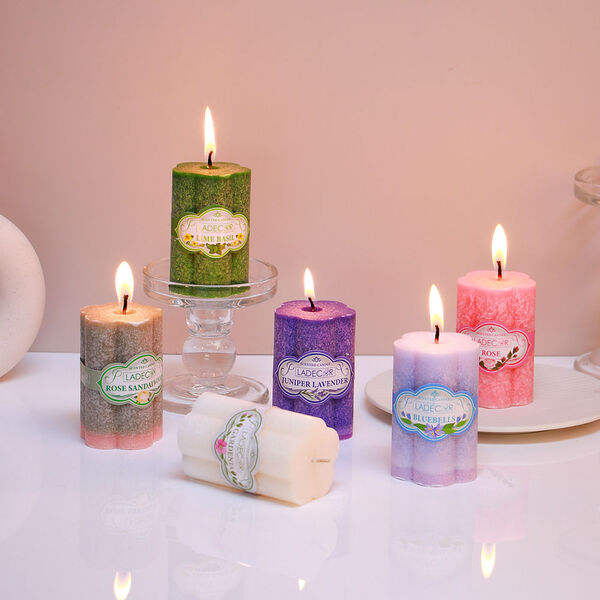 Ladecor свеча столбик в форме цветка, парафин, 5x7,5 см, 6 цветов