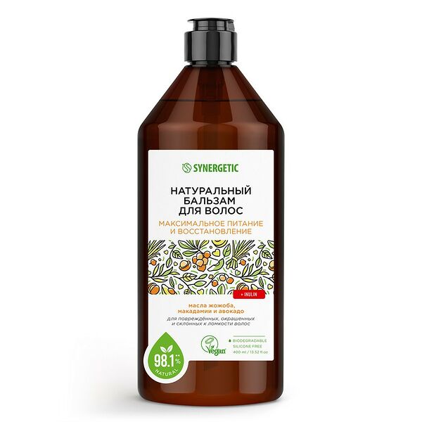 Натуральный бальзам для волос Synergetic Максимальное питание и восстановление, 400 мл
