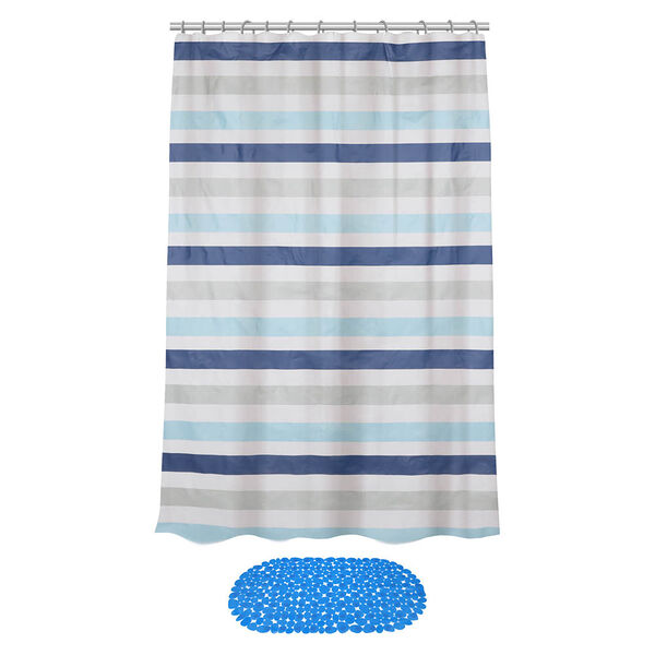 Vetta набор для ванной:шторка пева 180х180см,кольца пластик 12шт,коврик противоск. 68х36см,пвх,циан