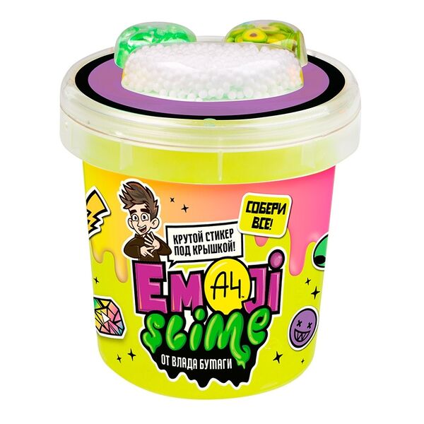 Игрушка Slime Emoji-slime, желтый, Влад А4 110г, Россия