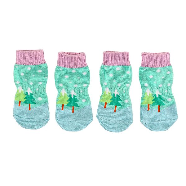 Носки для собак с елкой M зеленый (унисекс)