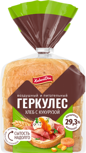 

Хлеб Хлебный дом Геркулес с кукурузой нарезка 255 г
