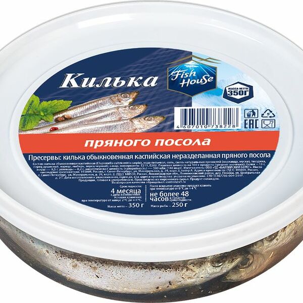 Килька Fish House пряного посола неразделанная 350г