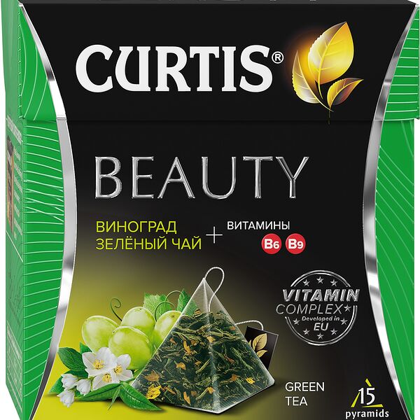 Чай зеленый CURTIS Beauty ароматизированный, 15пир, 25.5 г