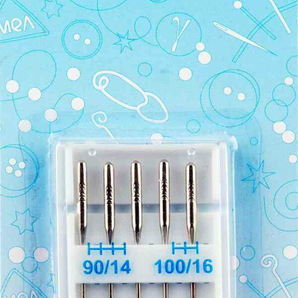 Иглы для бытовых швейных машин Gamma NJ-5 № 90-100 для джинсовых тканей и брезента, 5 шт.