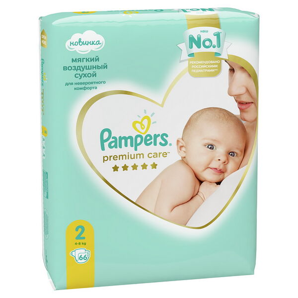 PAMPERS Подгузники Premium Care Mini (4-8кг) Экономичная Упаковка 66