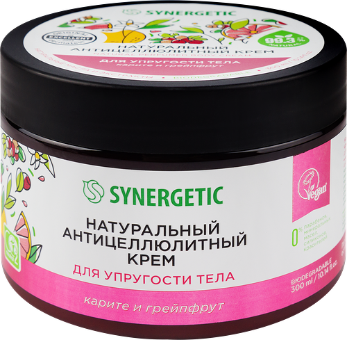 Крем для тела Synergetic Карите и грейпфрут, антицеллюлитный для упругости тела