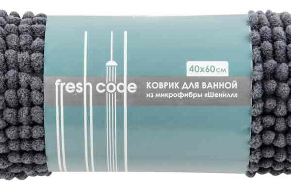 Коврик для ванной Fresh code Шенилл из микрофибры цвет: серый, 40×60 см