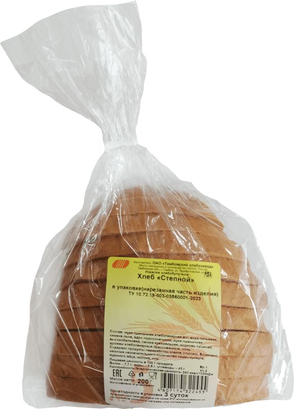 

Хлеб Тамбовский хлебзавод Степной нарезка 200 г