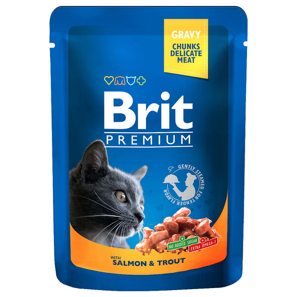 Корм для кошек Brit кусочки с лососем и форелью