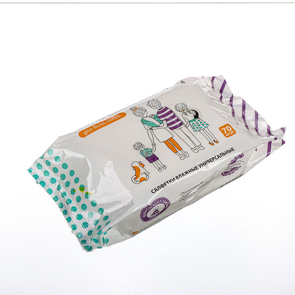 Салфетки влажные универсальные для всей семьи, zala 70шт