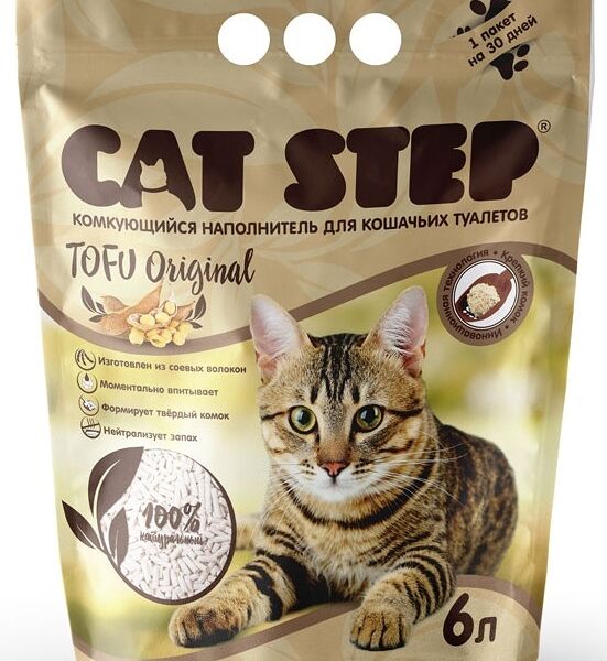 Cat Step Tofu Original наполнитель растительный комкующийся 2,7 кг.