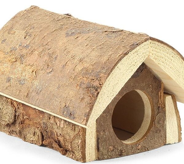 Домик - избушка Гамма для мелких животных из неокоренного дерева