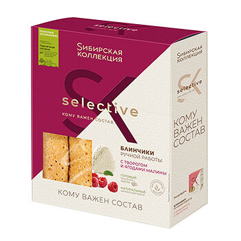 Блинчики Sибирская коллекция с творогом и ягодами малины ручной работы 400 г, Россия