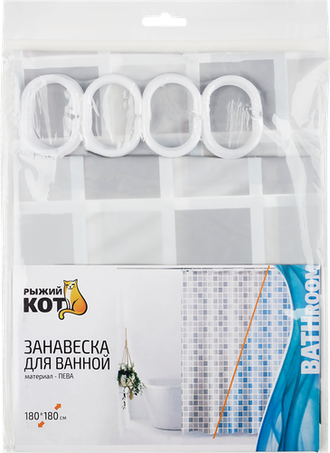 Штора для ванной Рыжий Кот Peva 180х180 см Арт. 008351 цвет в ассортименте