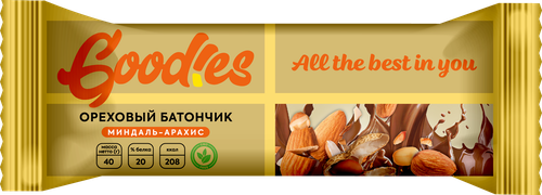 

Батончик ореховый GOODIES со вкусом айриш-крим, 40г