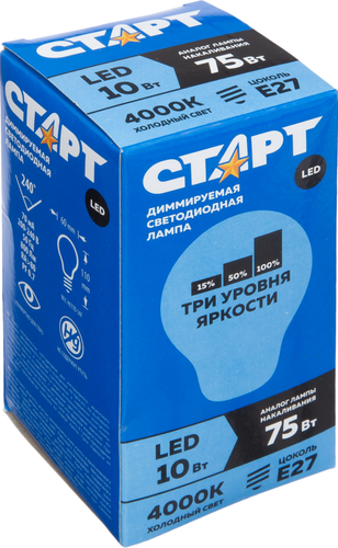

Лампа светодиодная Старт LED GLSE27 10Вт 40 Dim Step 10/50 (Р)