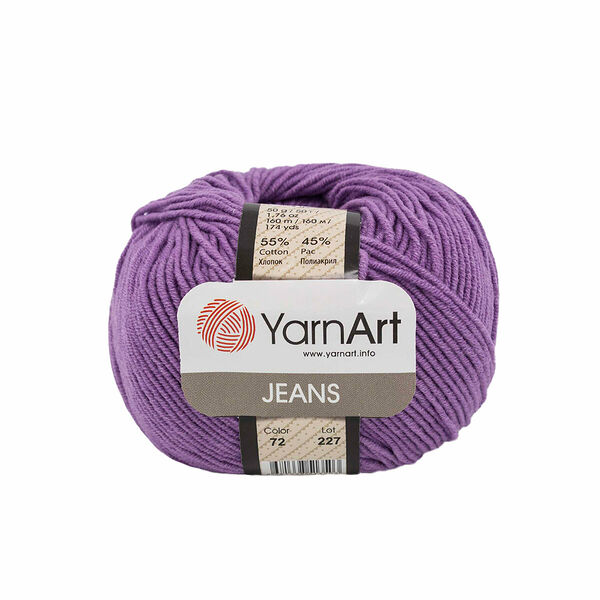 Пряжа YarnArt 'Jeans' 50гр 160м (55% хлопок, 45% полиакрил)(72 сиреневый), 1 моток