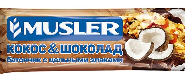 Батончик мюсли Musler в шоколадной глазури Кокос и шоколад