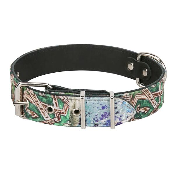 Ошейник для собак Мозаика, черно-синий, 35 мм