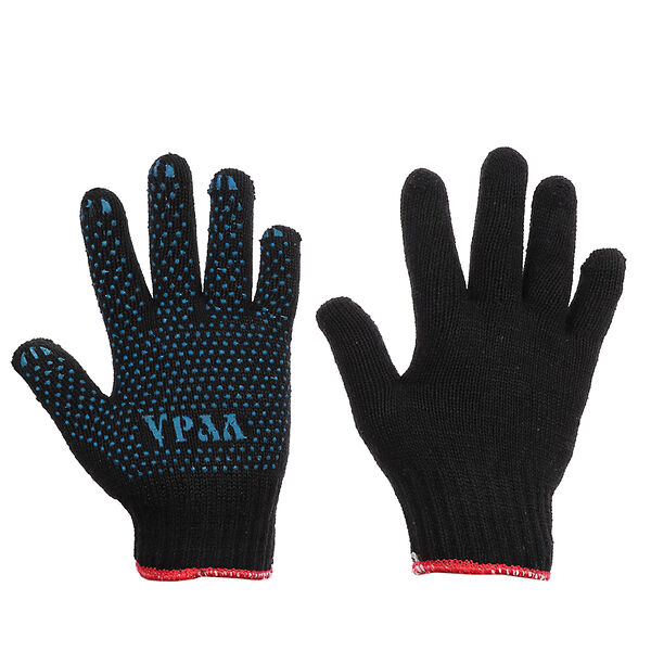 Ермак перчатки вязаные х/б двойные, зимние, с пвх покрытием, 5 нитей, черные, 120гр