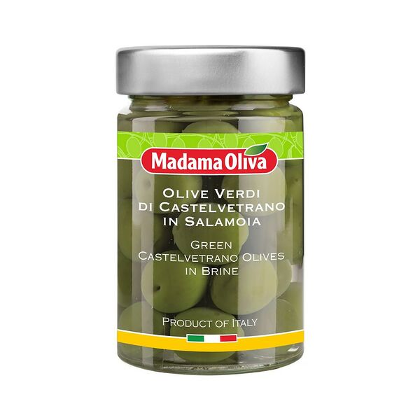 Оливки зеленые с косточкой Кастелветрано 190г/300г Madama Oliva