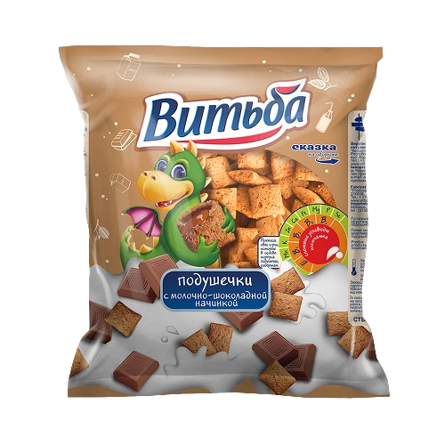 Подушечки Витьба с молочно-шоколадной начинкой пакет с эт. вес 250г