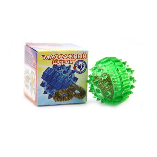 Массажный шарик Су-Джок с двумя кольцами пружинами 1 шт цвет в ассортименте