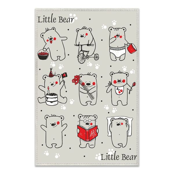 Полотенце кухонное Северные мишки, 39х60 см, хлопок/лен, серый