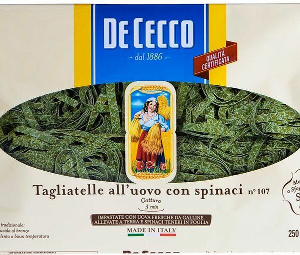 Макаронные изделия Tagliatelle n.107 De Cecco со шпинатом