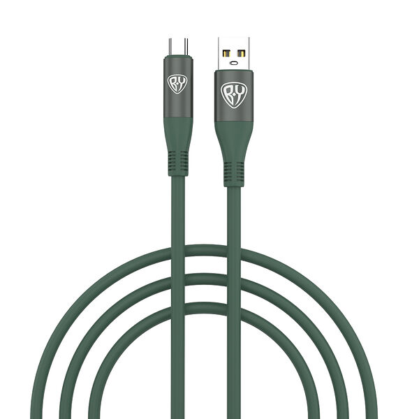By кабель для зарядки flexi type-c, 1 м, 3а, быстрая зарядка qc3.0, зеленый