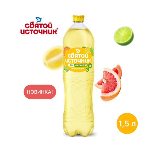 Напиток Святой Источник Вода+Сок лимон-цитрус 1,5л