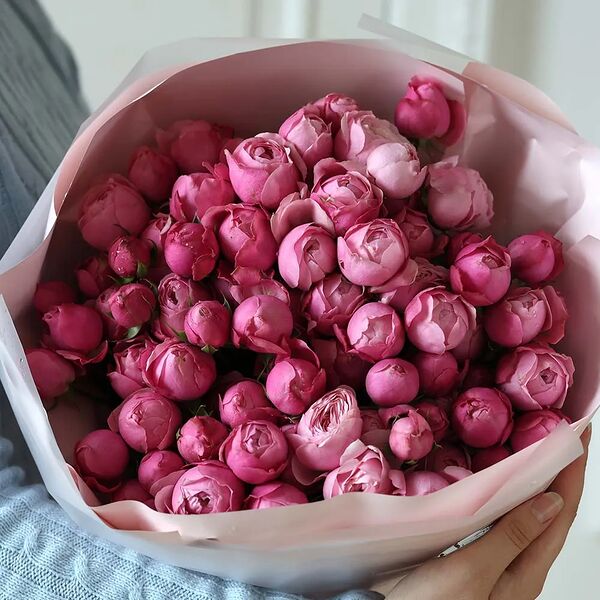 Букет из 21 розовой кустовой пионовидной розы Silva Pink