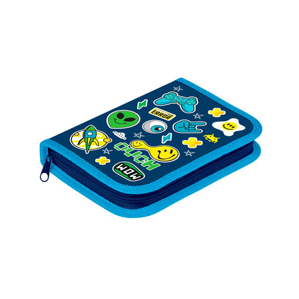 Пенал Hatber Стикеры 190х130мм 1отд на молнии с откидной планкой с табл умн NPn_46069