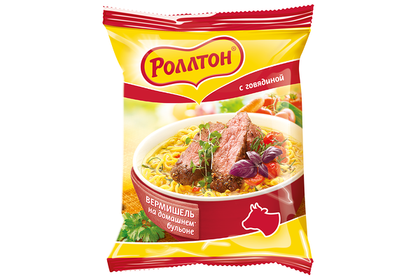 Вермишель Роллтон с говядиной пакет 