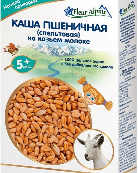 Каша Fleur Alpine Organic Пшеничная на козьем молоке с 5 месяцев 200г