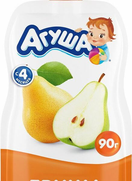 Пюре фруктовое Агуша Груша для детей с 4 мес. 90г