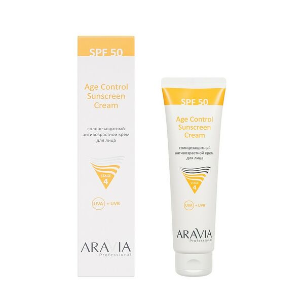 Солнцезащитный антивозрастной крем для лица Aravia Professional Age Control Sunscreen Cream SPF 50 100 мл