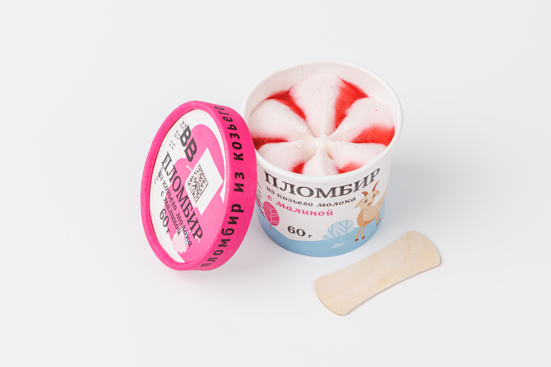 

Мороженое Пломбир из козьего молока с малиной(Продукт замороженный)