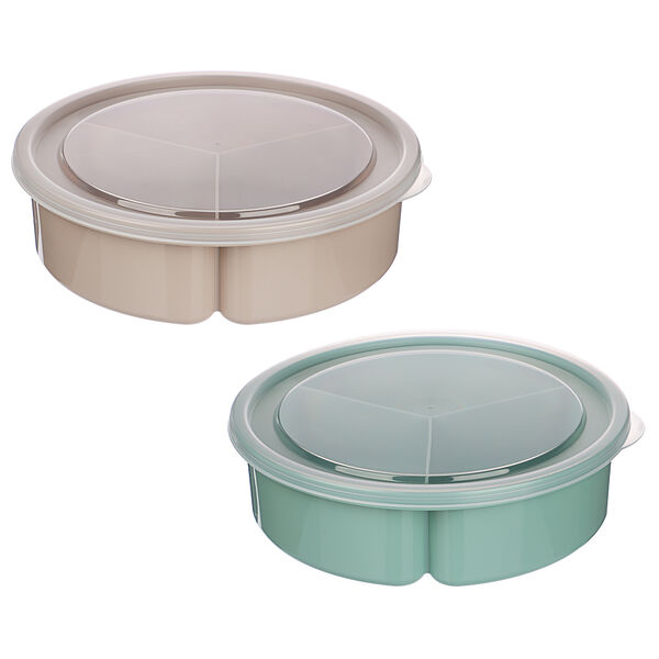 Контейнер-менажница круглый 0,9л d-20см, 3 секции (3x300мл), пластик, 2 цвета