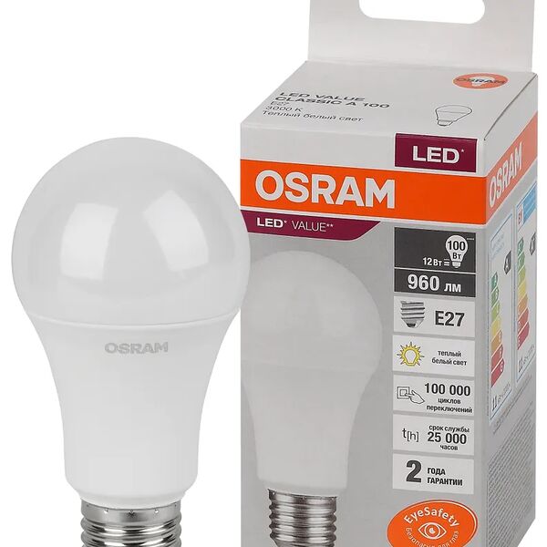 Светодиодная лампа Osram Груша 12Вт теплый свет Е27