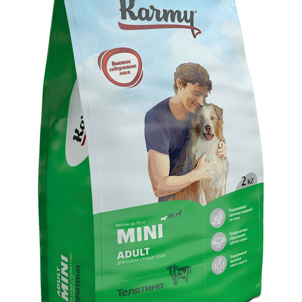 Karmy Mini Adult сухой корм для взрослых собак мелких пород Телятина